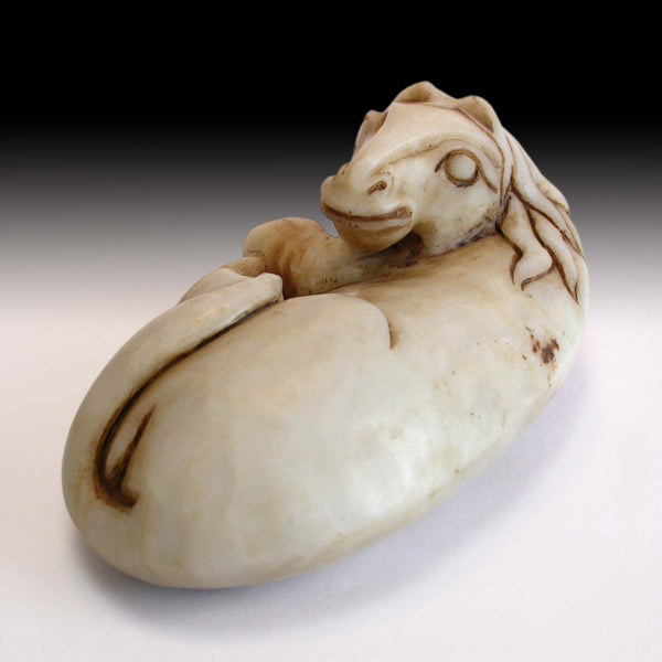 Nephrite Jade Boulder Recumbent Horse Antique Chinese Scholar Stone Scroll Weight 羊脂玉石臥懶馬