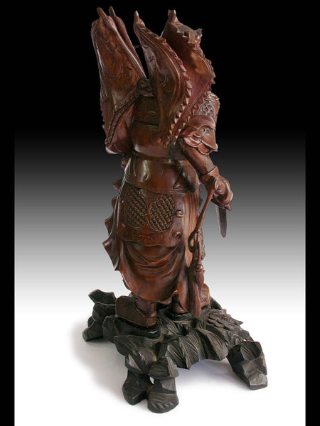 God of War Zhao Zilong Saving Adou Antique Chinese Carved Three Kingdoms Rosewood Statue 17”H 趙雲